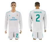 Real Madrid #2 Carvajal White Home Long Sleeves Soccer Club Jersey