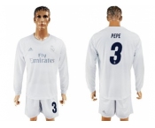 Real Madrid #3 Pepe Marine Environmental Protection Home Long Sleeves Soccer Club Jersey