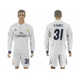 Real Madrid #31 R.Yanez White Home Long Sleeves Soccer Club Jersey 1
