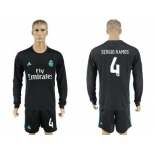 Real Madrid #4 Sergio Ramos Away Long Sleeves Soccer Club Jersey