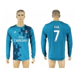 Real Madrid #7 Raul Sec Away Long Sleeves Soccer Club Jersey