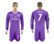 Real Madrid #7 Ronaldo Away Long Sleeves Soccer Club Jersey 1