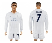 Real Madrid #7 Ronaldo Marine Environmental Protection Home Long Sleeves Soccer Club Jersey
