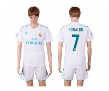 Real Madrid #7 Ronaldo White Home Soccer Club Jersey