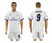 Real Madrid #9 Benzema White Home Soccer Club Jersey 3