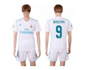 Real Madrid #9 Benzema White Home Soccer Club Jersey