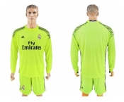 Real Madrid Blank Shiny Green Goalkeeper Long Sleeves Soccer Club Jersey