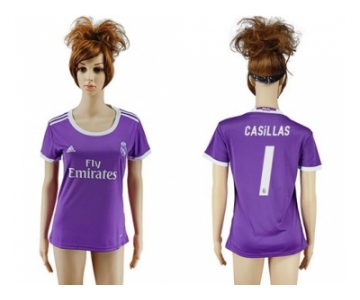 Women's Real Madrid #1 Casillas Away Soccer Club Jersey