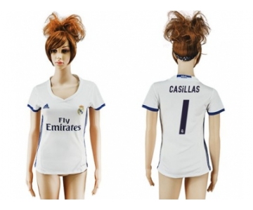 Women's Real Madrid #1 Casillas Home Soccer Club Jersey2