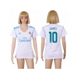 Women's Real Madrid #10 James Home Soccer Club Jersey