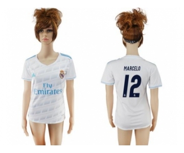 Women's Real Madrid #12 Marcelo Home Soccer Club Jersey2
