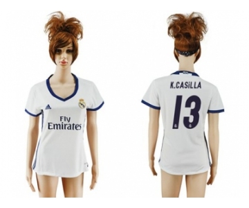 Women's Real Madrid #13 K.Casilla Home Soccer Club Jersey2
