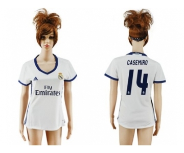 Women's Real Madrid #14 Casemiro Home Soccer Club Jersey3