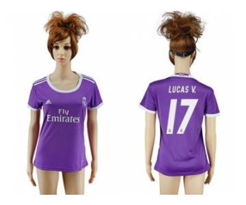 Women's Real Madrid #17 Lucas V. Away Soccer Club Jersey2