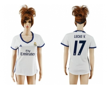 Women's Real Madrid #17 Lucas V. Home Soccer Club Jersey3