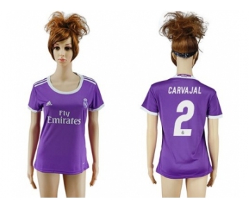 Women's Real Madrid #2 Carvajal Away Soccer Club Jersey2