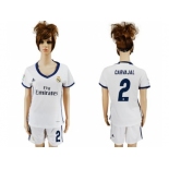 Women's Real Madrid #2 Carvajal Home Soccer Club Jersey2