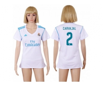 Women's Real Madrid #2 Carvajal Home Soccer Club Jersey