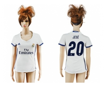 Women's Real Madrid #20 Jese Home Soccer Club Jersey 2