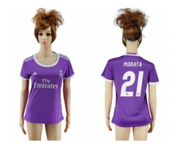 Women's Real Madrid #21 Morata Away Soccer Club Jersey2