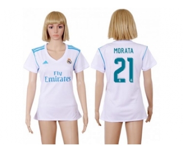 Women's Real Madrid #21 Morata Home Soccer Club Jersey