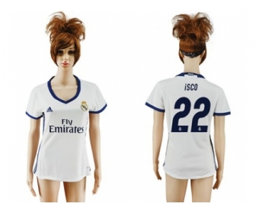 Women's Real Madrid #22 Isco Home Soccer Club Jersey3
