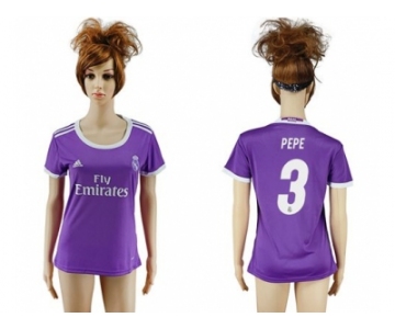 Women's Real Madrid #3 Pepe Away Soccer Club Jersey1