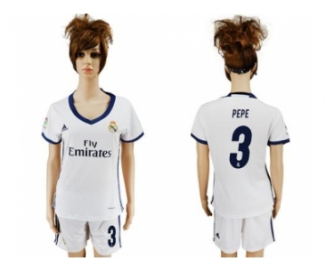 Women's Real Madrid #3 Pepe Home Soccer Club Jersey1