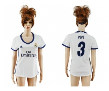 Women's Real Madrid #3 Pepe Home Soccer Club Jersey2