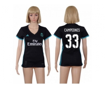 Women's Real Madrid #33 Campeones Away Soccer Club Jersey