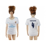 Women's Real Madrid #4 Sergio Ramos Home Soccer Club Jersey2