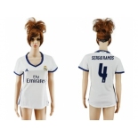 Women's Real Madrid #4 Sergio Ramos Home Soccer Club Jersey4
