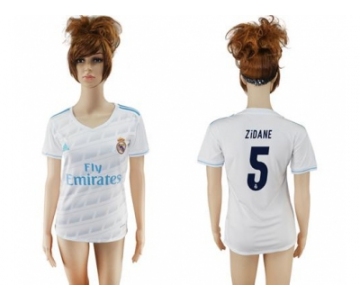 Women's Real Madrid #5 Zidane Home Soccer Club Jersey2