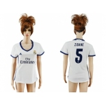 Women's Real Madrid #5 Zidane Home Soccer Club Jersey4