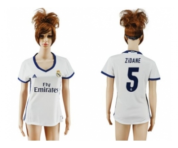 Women's Real Madrid #5 Zidane Home Soccer Club Jersey4