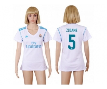 Women's Real Madrid #5 Zidane Home Soccer Club Jersey