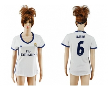 Women's Real Madrid #6 Nacho Home Soccer Club Jersey3