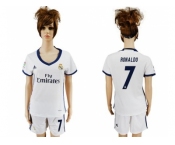 Women's Real Madrid #7 Ronaldo Home Soccer Club Jersey3
