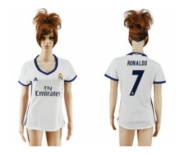 Women's Real Madrid #7 Ronaldo Home Soccer Club Jersey4