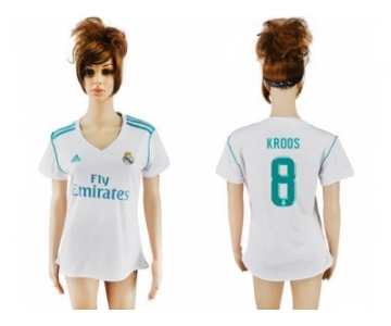 Women's Real Madrid #8 Kroos Home Soccer Club Jersey1