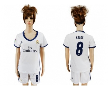 Women's Real Madrid #8 Kroos Home Soccer Club Jersey