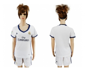Women's Real Madrid Blank Home Soccer Club Jersey4