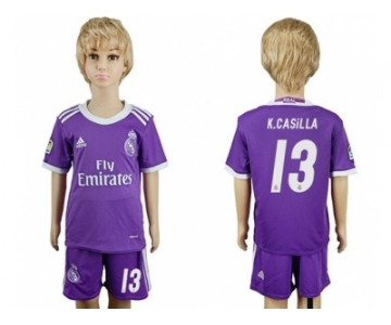 Real Madrid #13 K.Casilla Away Kid Soccer Club Jersey1