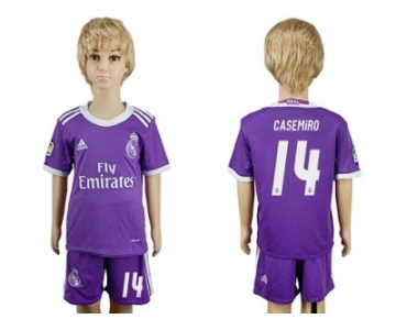 Real Madrid #14 Casemiro Away Kid Soccer Club Jersey1