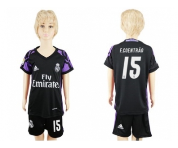 Real Madrid #15 F.Coentrao Black Kid Soccer Club Jersey