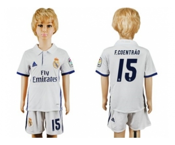Real Madrid #15 F.Coentrao White Home Kid Soccer Club Jersey1