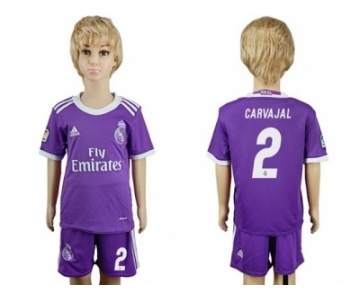 Real Madrid #2 Carvajal Away Kid Soccer Club Jersey2