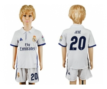 Real Madrid #20 Jese White Home Kid Soccer Club Jersey