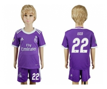 Real Madrid #22 Isco Away Kid Soccer Club Jersey2