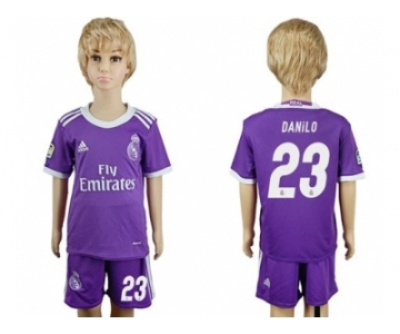 Real Madrid #23 Danilo Away Kid Soccer Club Jersey1